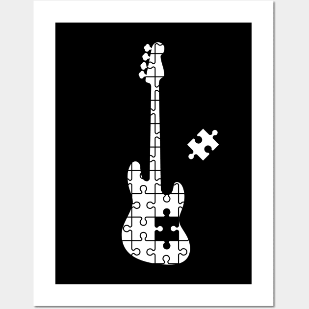 Puzzle Bass Guitar Silhouette Wall Art by nightsworthy